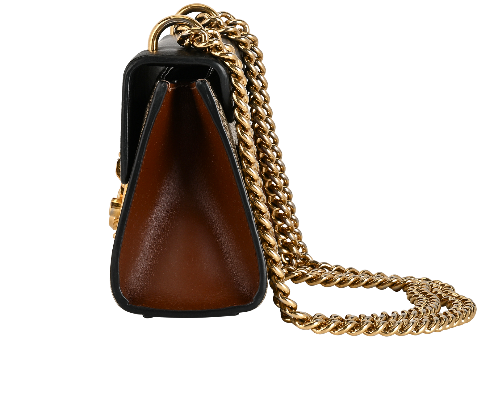 Padlock Shoulder Bag, &pound;550, Handbags, Beige/Black, Canvas/Leather, Bottom view